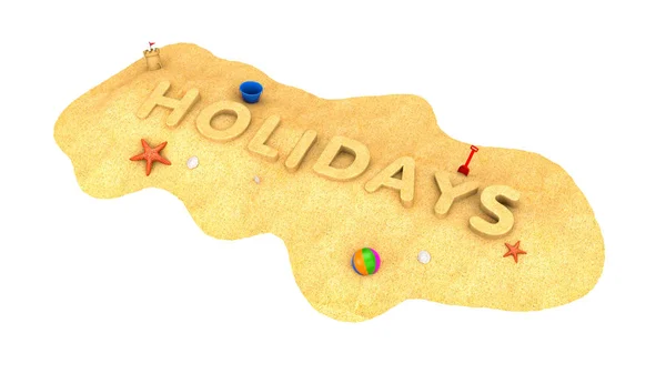 Lettering Holiday Sand Beach Items Stock Photo