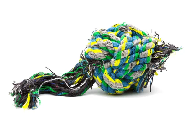 Knot of colorful rope for playing dog — Stock Photo, Image
