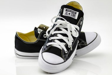 Bourgas, Bulgaria - February 20, 2020: Original Converse all star canvas shoes.Selective focus with shallow depth of field.