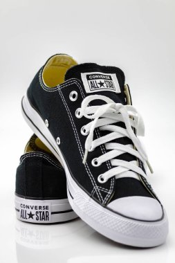 Bourgas, Bulgaria - February 20, 2020: Original Converse all star canvas shoes.Selective focus with shallow depth of field.