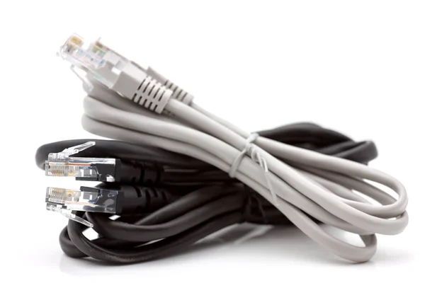 Two New Cables Connecting Home Devices Internet Selective Focus Shallow — Stock Photo, Image