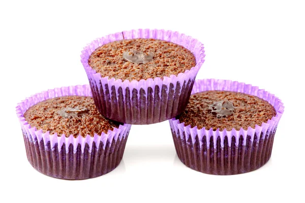 Muffins Chocolat Dans Panier Papier Violet Mise Point Sélective Avec — Photo