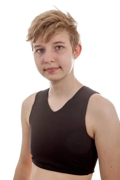 Transgender-Junge zeigt seinen Ordner — Stockfoto