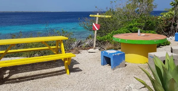 Colorful Diving Place Rest Bonaire Beach — Stock Photo, Image