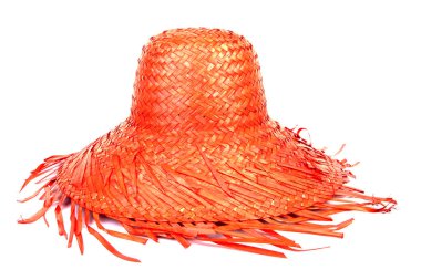 Beyaz arka planda tipik Hollanda turuncu şapkası