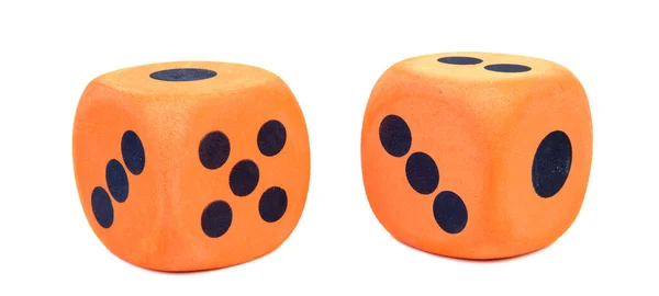 Two Orange Dices White Background — Stock Photo, Image