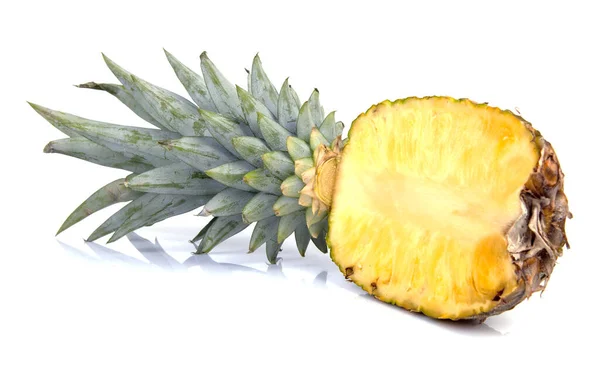 Half Cut Ananas Close White Background — Stock fotografie