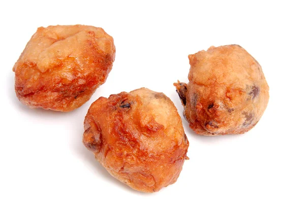 Frittierte Donut Bällchen Auch Als Typisch Holländischer Oliebollen Auf Weißem — Stockfoto
