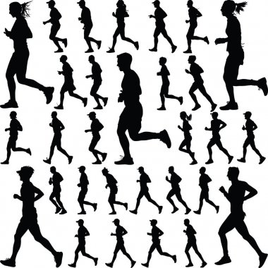 Runner koş siluet vektör