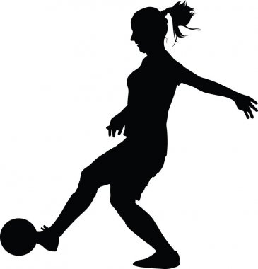 Futbol kadınlar siluet. Kız oyun futbol