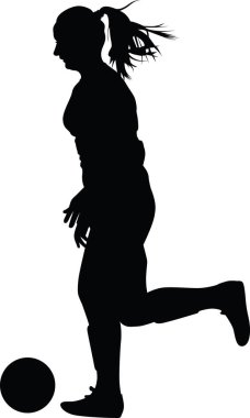 Futbol kadınlar siluet. Kız oyun futbol