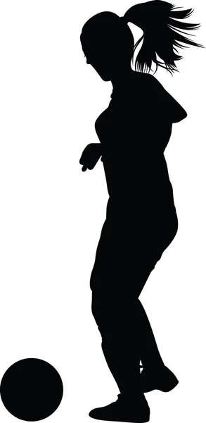 Silhouette da donna di calcio. ragazza giocare a calcio — Vettoriale Stock
