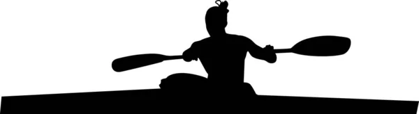 Женщина водит силуэт каноэ — стоковый вектор
