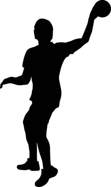 Handball girl player with a ball in attack silhouette — Stock Vector