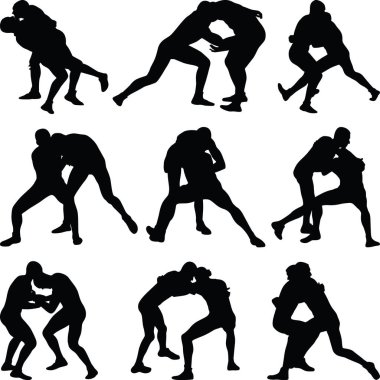 Güreş silueti vektörü