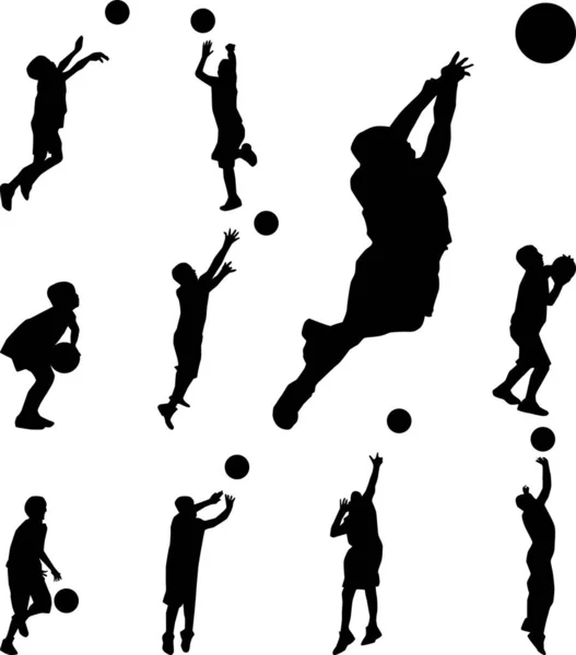 Basketballspieler Silhouettenvektor — Stockvektor