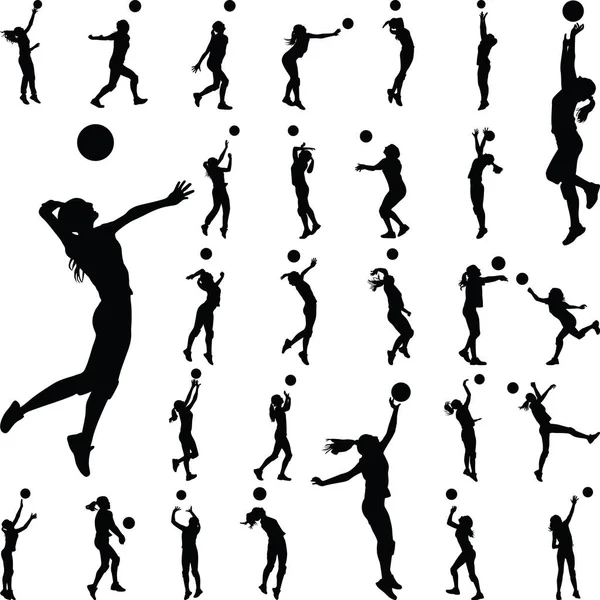 Volleybollspelare kvinna — Stock vektor