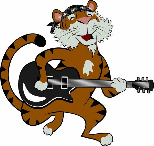 Rock Star Tiger Vector Illustration — Stock Vector