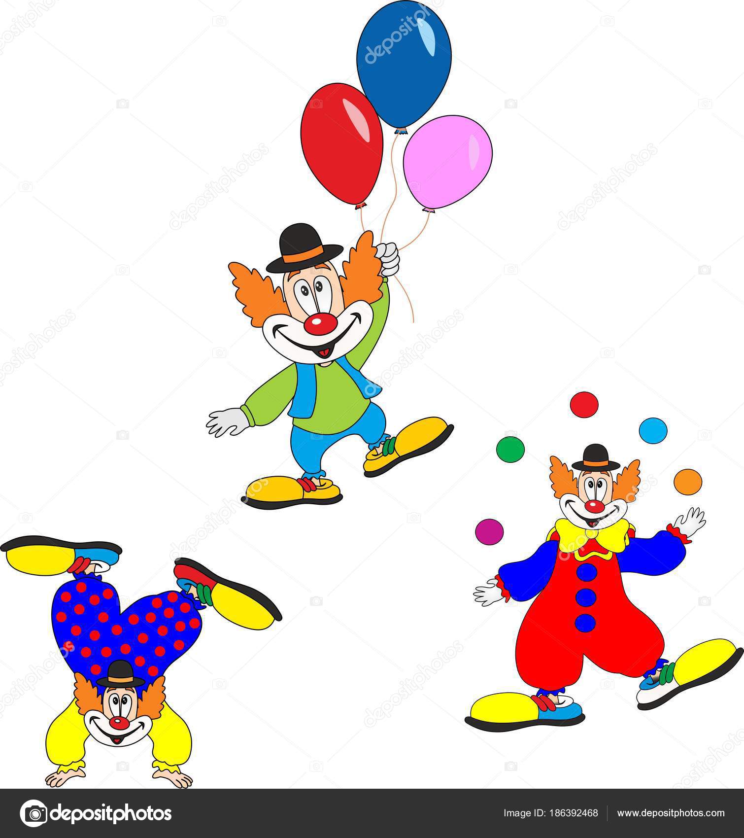 Zestaw Znaków ładny Clown Projekt Zaproszenie Na Urodziny Lub