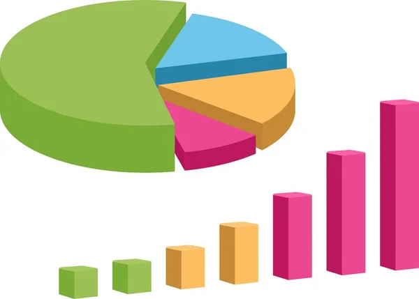 Business data market elements pie chart diagram and graph set isolated vector illustration. — Stock Vector