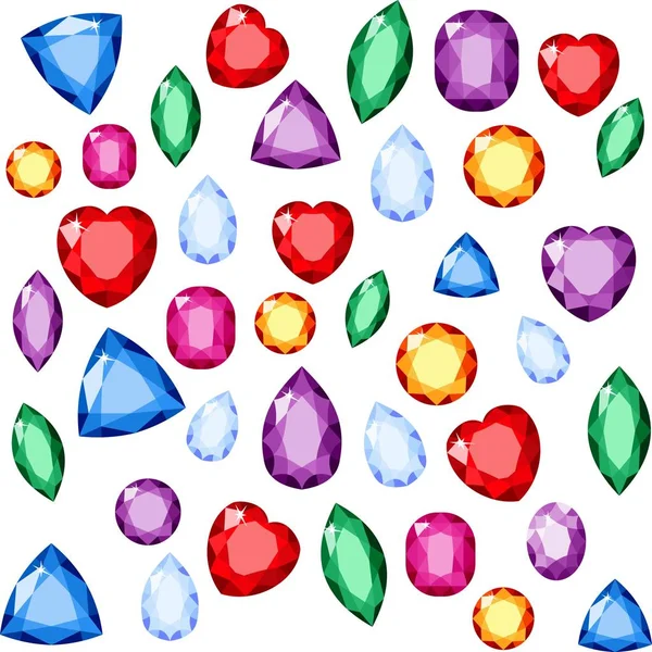 Ensemble de bijoux réalistes. Pierres précieuses colorées. Illustration de pierres précieuses vectorielles — Image vectorielle