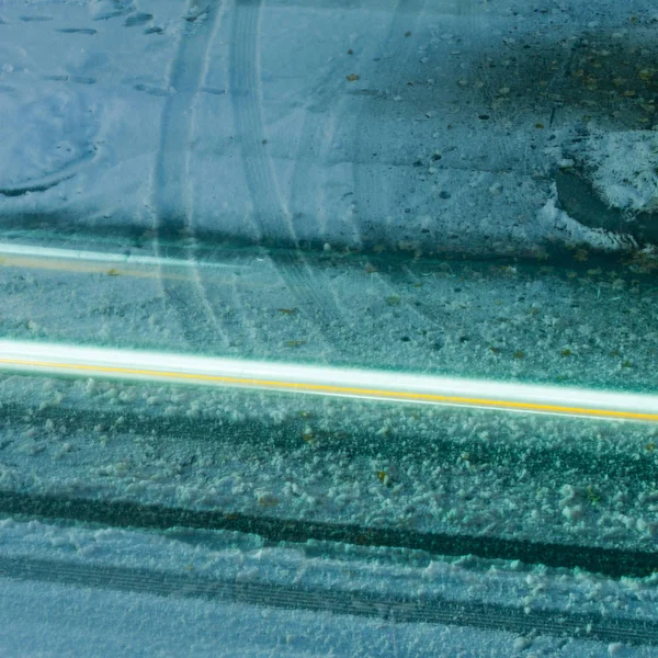 Abstract Car Headlights Snowy Street — Stock Photo, Image