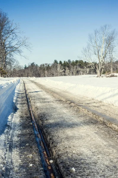 Ferrocarril Sucio Temporada Invierno —  Fotos de Stock