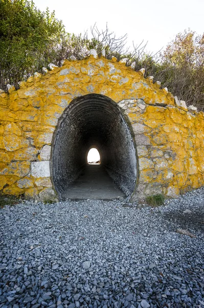 Verlassener Tunnel Mit Ziegelwänden — Stockfoto