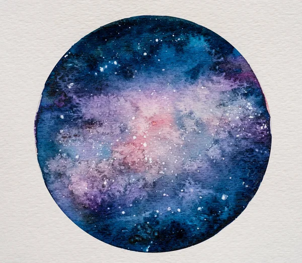 Galaxy Watercolor Painting Pattern — Stock Photo, Image