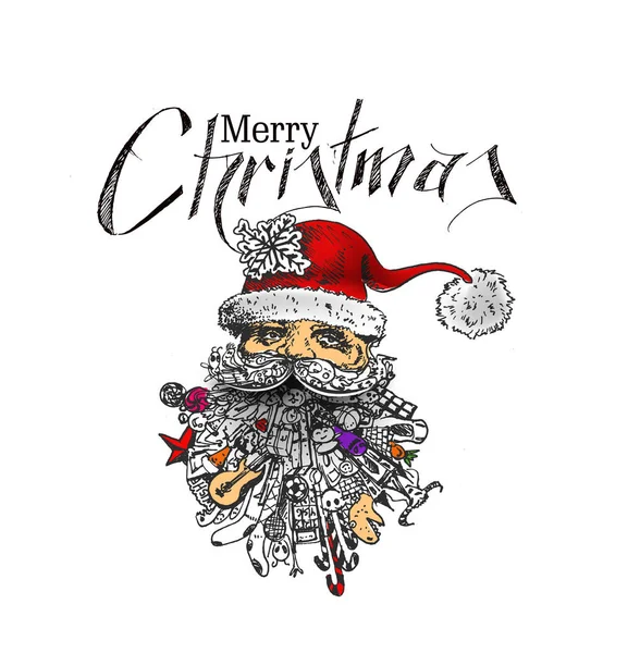 Πρόσωπο των Χριστουγέννων χαρακτήρας Άγιος Βασίλης, κινούμενα σχέδια στυλ Santa Cl — Διανυσματικό Αρχείο