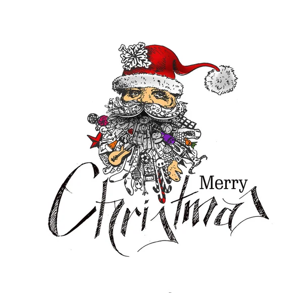 Gezicht van Kerstmis karakter van de Kerstman, Cartoon stijl Santa Cl — Stockvector
