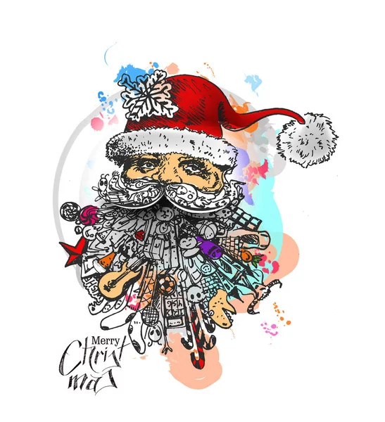 Face of  christmas character Santa Claus, Cartoon style Santa Cl — Stock Vector