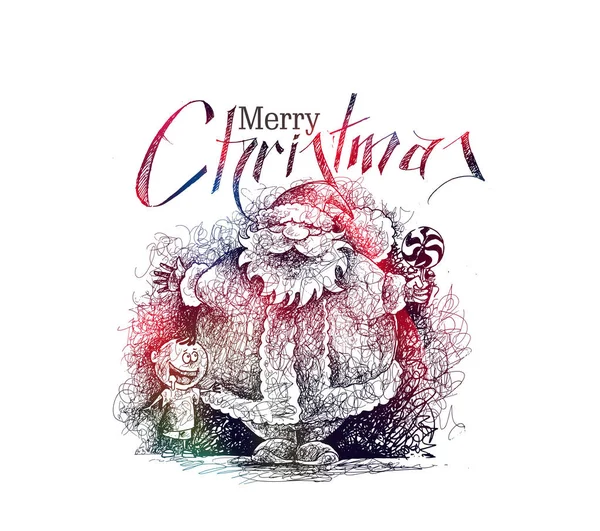 Feliz Natal! Desenhos animados Estilo mão Desenho esboçado de um S engraçado —  Vetores de Stock