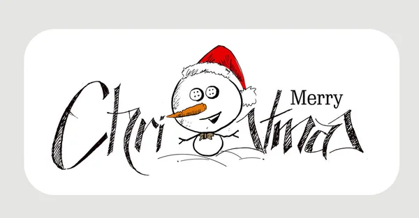 God Jul! Jul bakgrund med söt snögubbe bär — Stock vektor