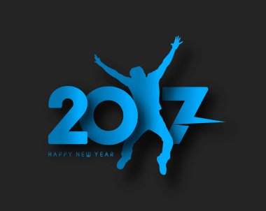 Yeni yılınız kutlu olsun erkek illüstrasyon atlama ile 2017