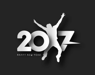 Yeni yılınız kutlu olsun erkek illüstrasyon atlama ile 2017 
