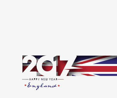 Mutlu yeni yıl 2017 İngiltere'de bayrak desenli 