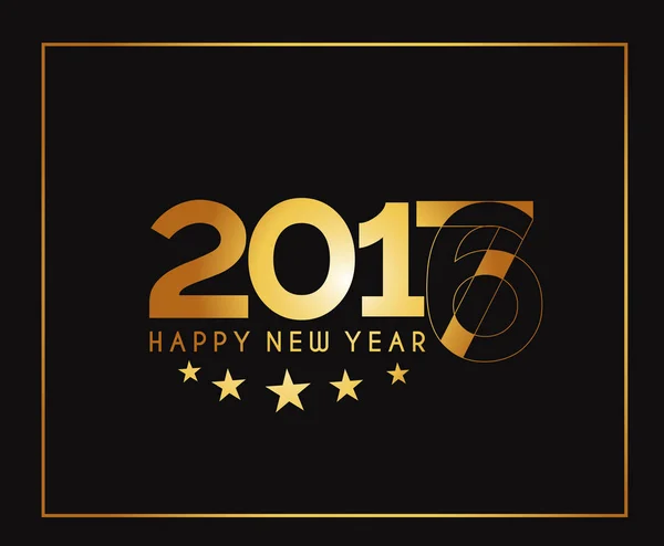 Mutlu yeni yıl 2017 altın çerçeve tasarım — Stok Vektör