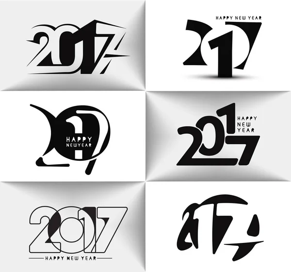 集合的新年快乐 2017年文本设计 — 图库矢量图片