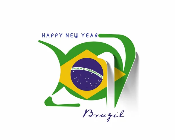 Frohes neues Jahr 2017 mit brasilianischem Fahnenmuster — Stockvektor