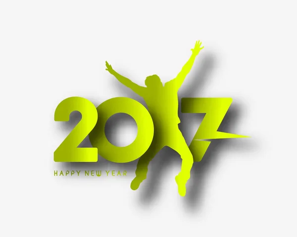 Frohes neues Jahr 2017 Text mit springenden Männern Illustration — Stockvektor