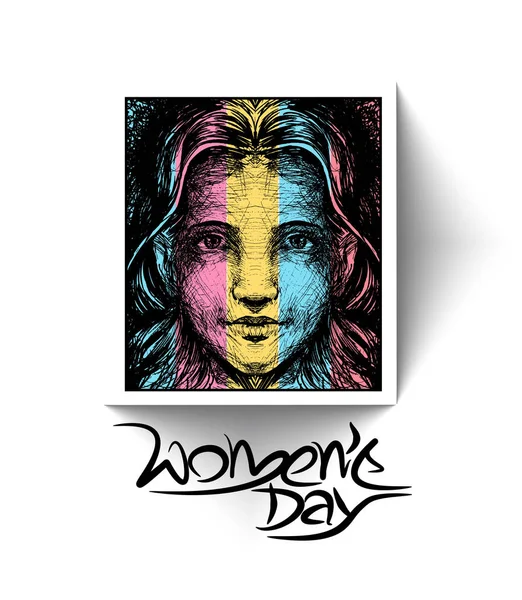 Happy Women's dag Greeting Card Design. — Stockvector