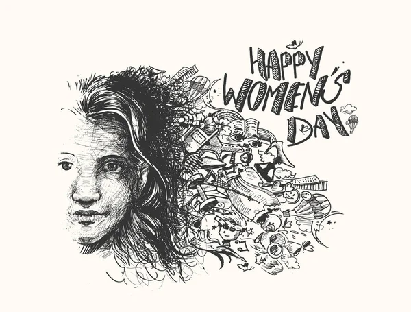 Happy Women's Day Design de carte de voeux . — Image vectorielle