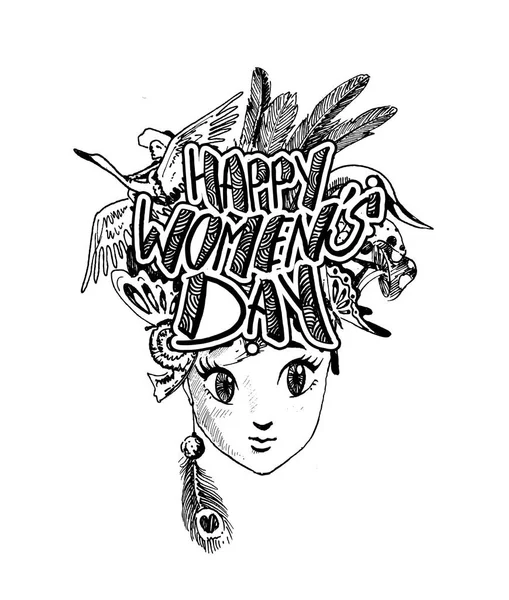 Ευτυχισμένος γυναικών ημέρα ευχετήρια κάρτα σχεδιασμού. — Διανυσματικό Αρχείο