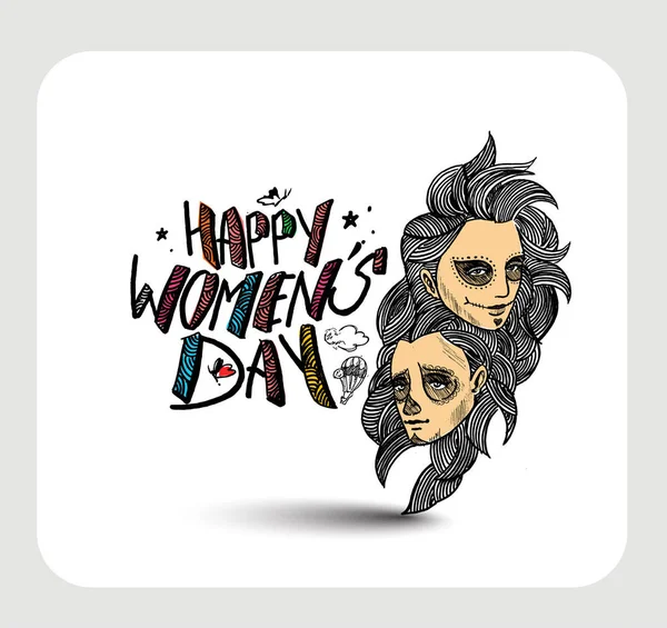 幸せな女性の日グリーティング カード デザイン. — ストックベクタ