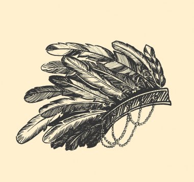 Tüyler-yerli Kızılderili Şef headdre taç çarpıcı