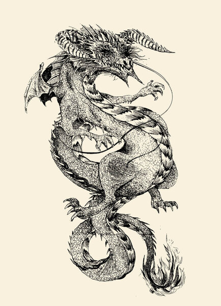 Иллюстрация Ручного Дракона, векторная иллюстрация

