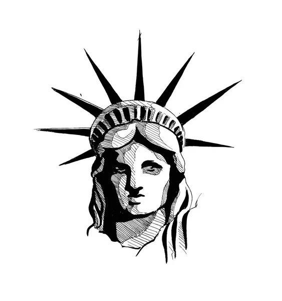 Statue of Liberty, Hand Drawn Sketch Vector illustration. — Stock Vector