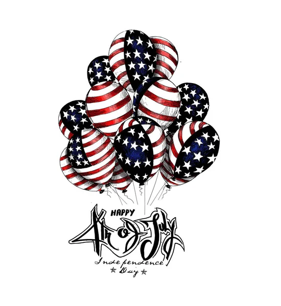 Amerikan bayrağı balonlar, — Stok Vektör