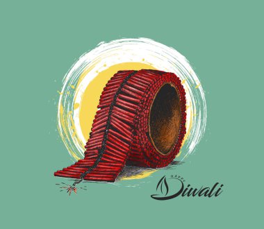 Diwali kraker, elle çizilmiş kroki vektör çizim.